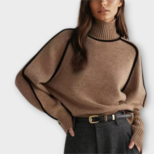 Brielle | Maglione a collo alto da da donna con Texture A coste | Morbido e strutturato