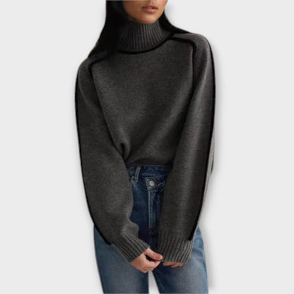 Brielle | Maglione a collo alto da da donna con Texture A coste | Morbido e strutturato