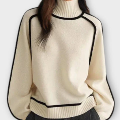 Brielle | Maglione a collo alto da da donna con Texture A coste | Morbido e strutturato