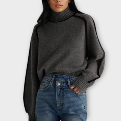 Brielle | Maglione a collo alto da da donna con Texture A coste | Morbido e strutturato