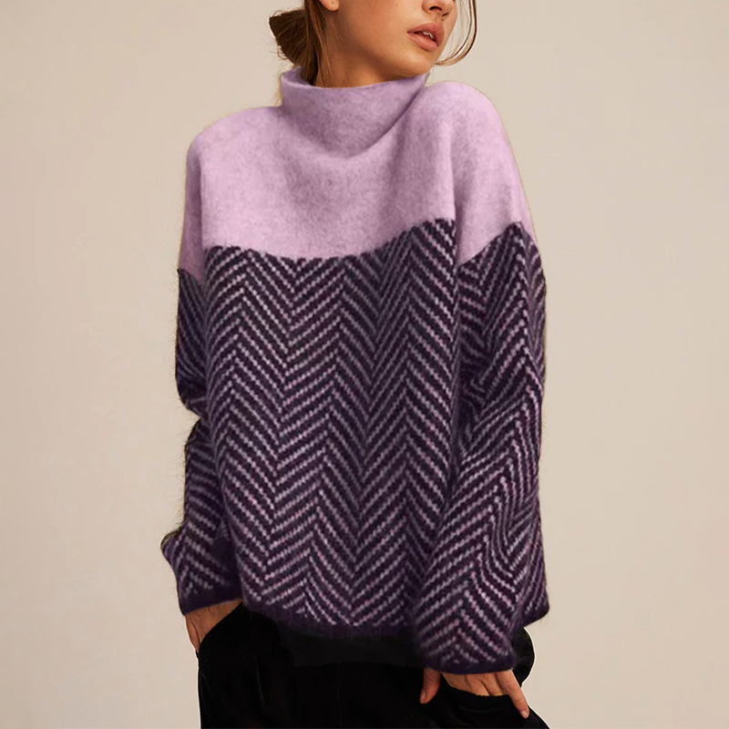 Aurora - Maglione a collo alto in maglia