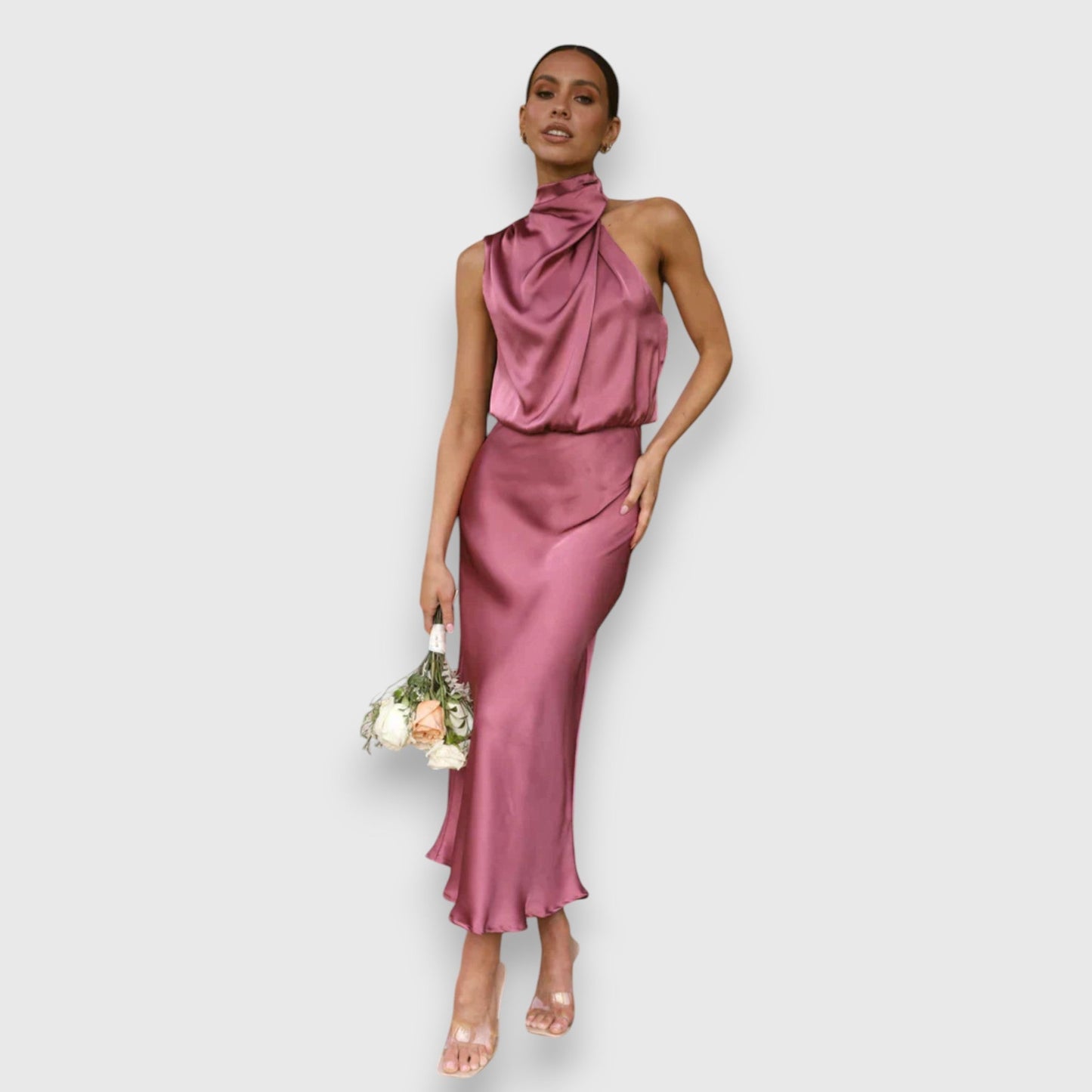Daisy | Elegante Abito di Satin con Collo Halter