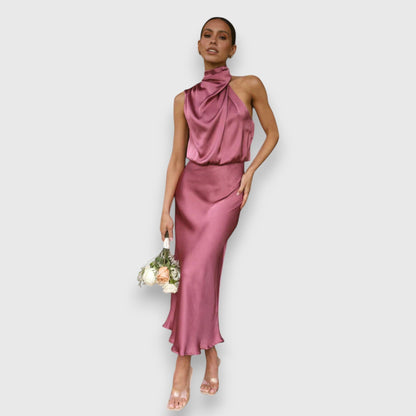 Daisy | Elegante Abito di Satin con Collo Halter