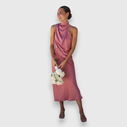 Daisy | Elegante Abito di Satin con Collo Halter