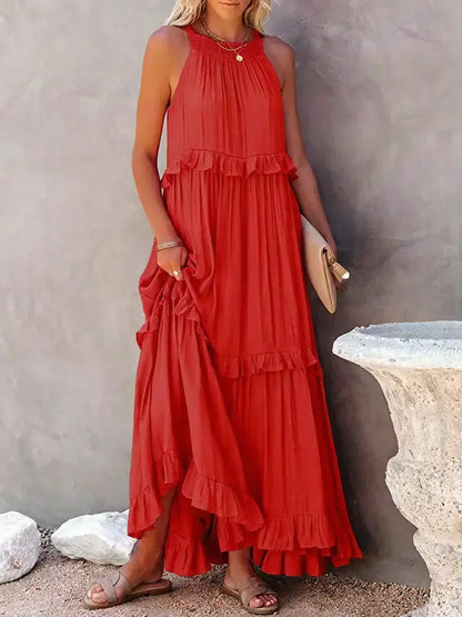 Ilona - Abito Halter con Volant e Tasche Maxi