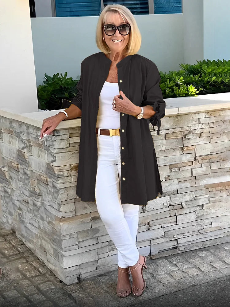 Elliora - Shacket in cotone con schiena arricciata