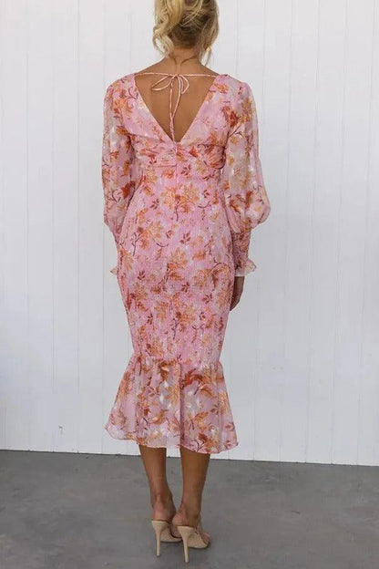 Melissa - Abito Midi con Volant Floreali