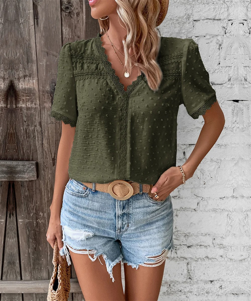 Maxine - Elegante Blusa estiva con scollo a V