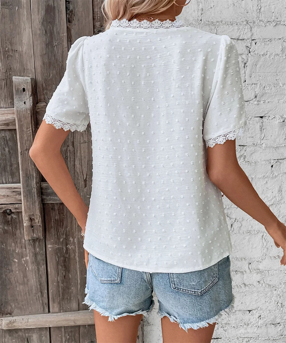 Maxine - Elegante Blusa estiva con scollo a V