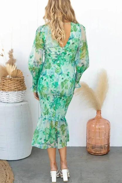 Melissa - Abito Midi con Volant Floreali
