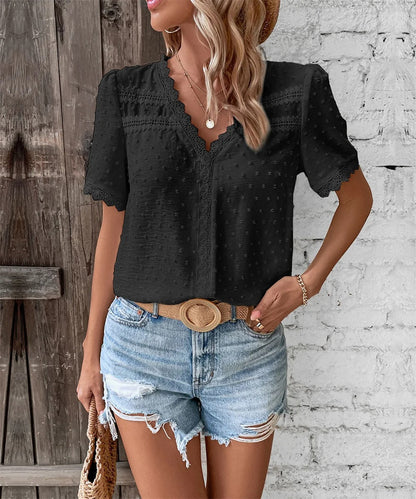 Maxine - Elegante Blusa estiva con scollo a V