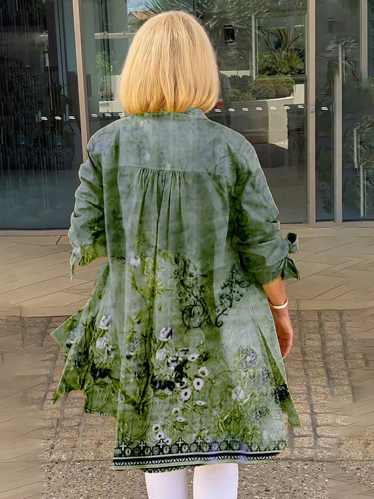 Florabel - Giacca in cotone Stampata con Maniche di Fiocco