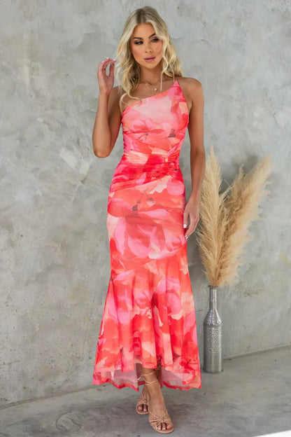 Nimue - Abito di Volant a maniche corte con Un Spalla