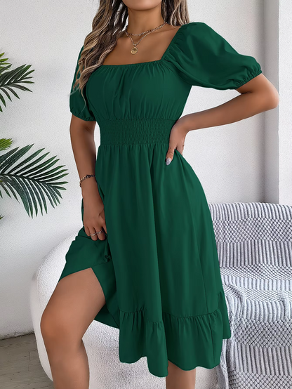 Riley™ - Abito di lino con collo a V e maniche corte elegante