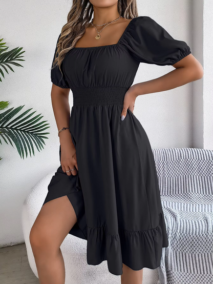Riley™ - Abito di lino con collo a V e maniche corte elegante