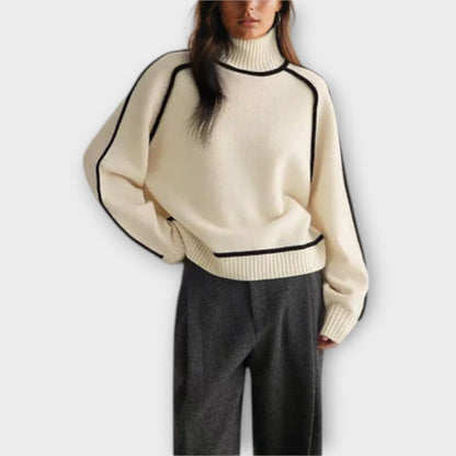 Brielle | Maglione a collo alto da da donna con Texture A coste | Morbido e strutturato