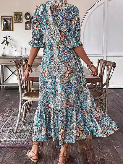 Mevelyn - Abito Bohemio di Paisley con Borlas e Cinta