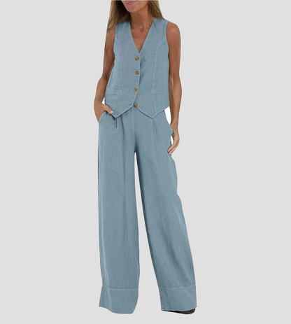 Aira - Set di Gilet Abotonado e Pantaloni a gamba larga