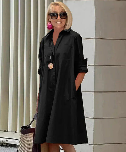 Vireya - Abito Midi con Collo di Camicia e Tasche