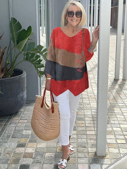 Tahlira - Top Casual a maniche lunghe e Corte Largo