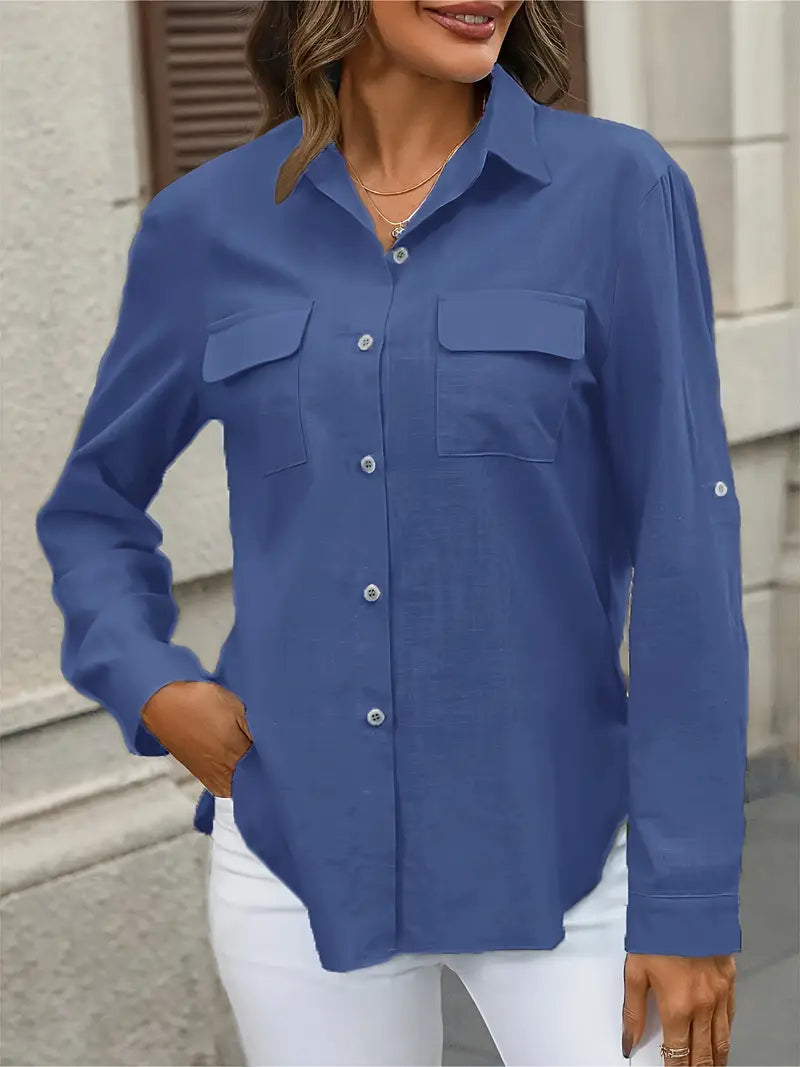 Athena - Camicia di Cotone con Tasche Frontali