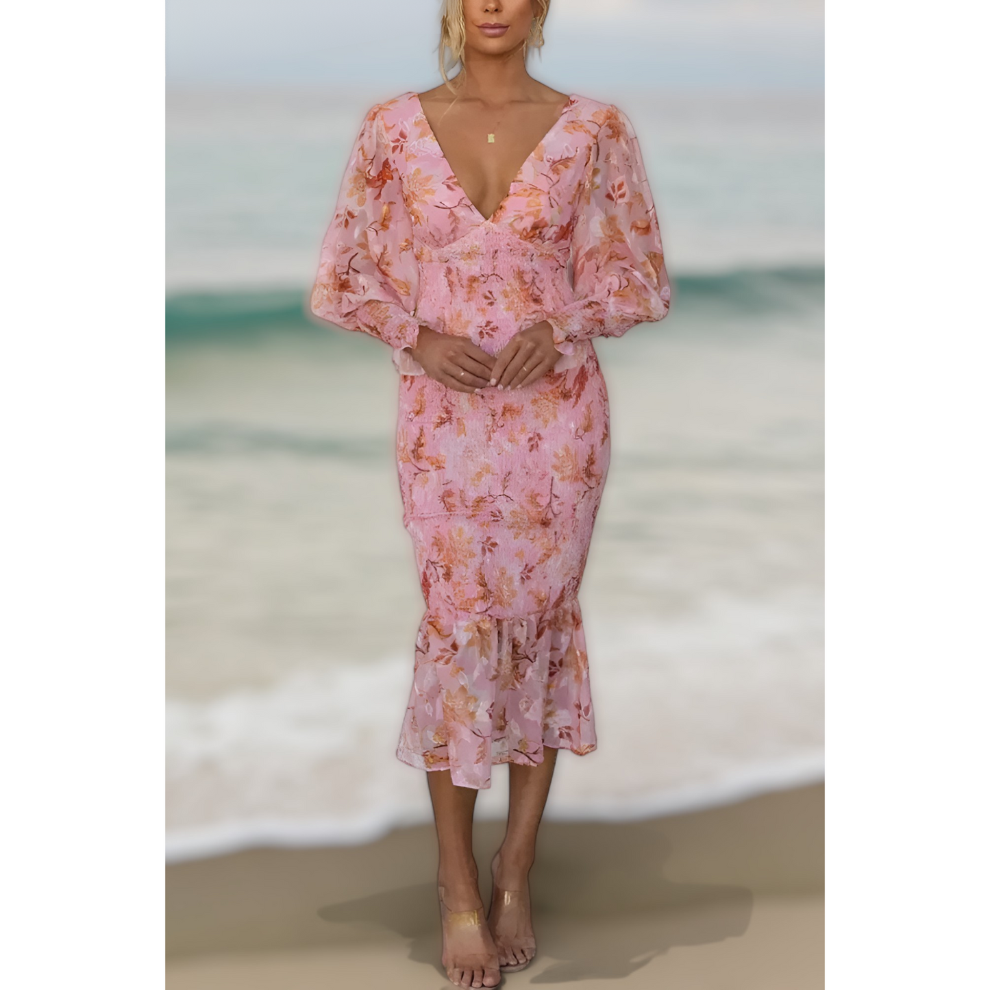 Melissa - Abito Midi con Volant Floreali