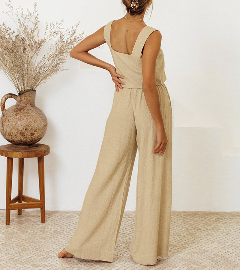 Milena - Set di Top Minimalista e Pantaloni a gamba larga