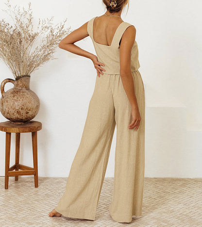 Milena - Set di Top Minimalista e Pantaloni a gamba larga