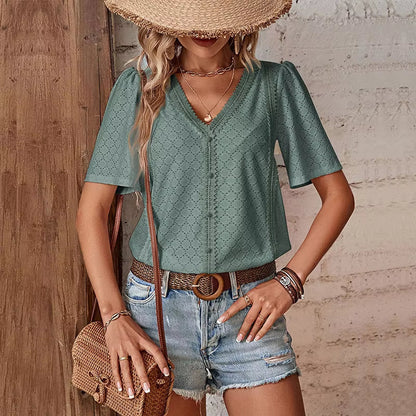 BLUSA ADELHEID I A MANICHE CORTE CON scollo a V