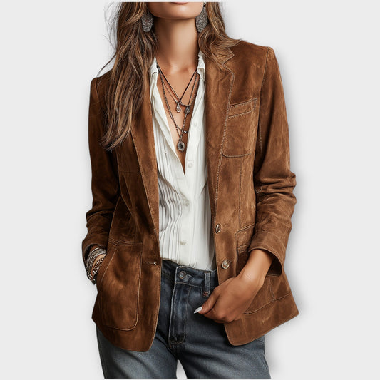 Blazer vintage in camoscio marrone