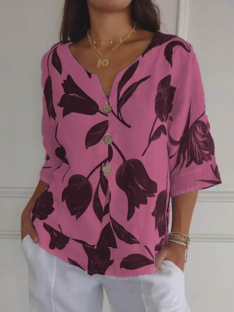 Sanne™ | Blusa di Bottoni Floreale