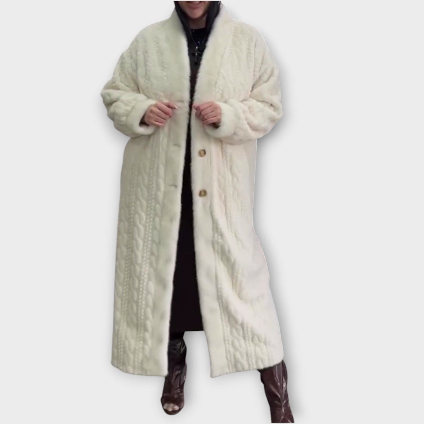 Elegante Cappotto lungo in pelliccia sintetica per l'inverno