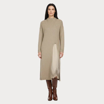 Miraluna | Abito midi Elegante con dettaglio di Pizzo