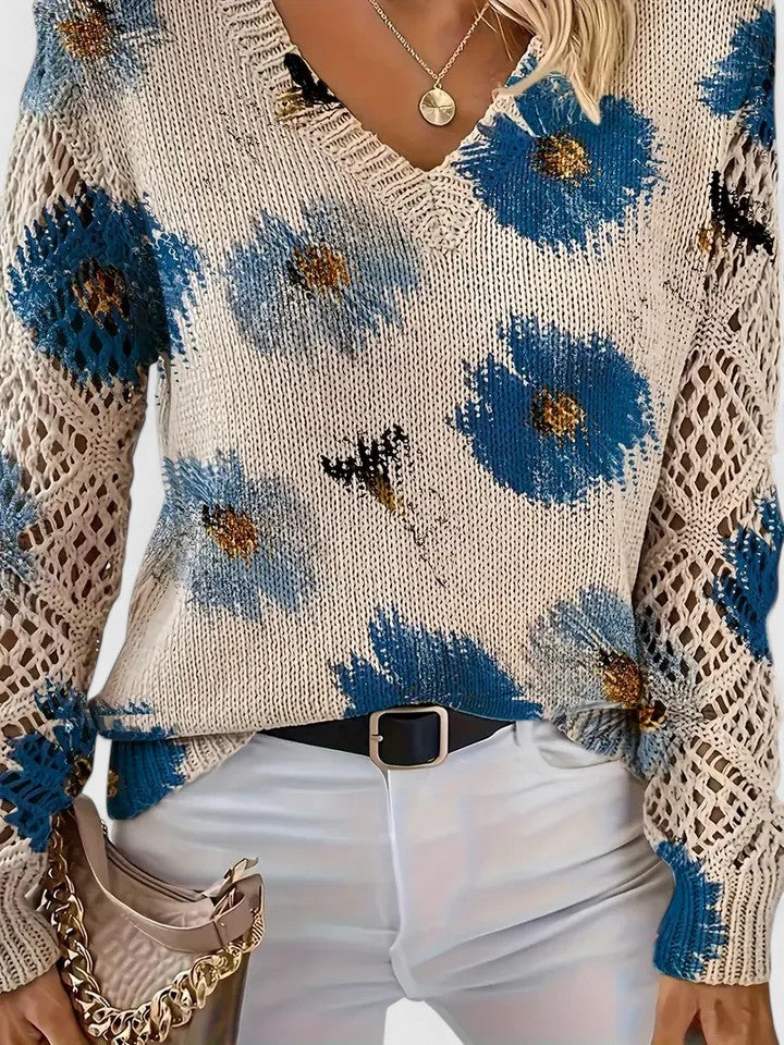 CHARLIE – MAGLIONE DI PUNTO CON FASCINO FLOREALE