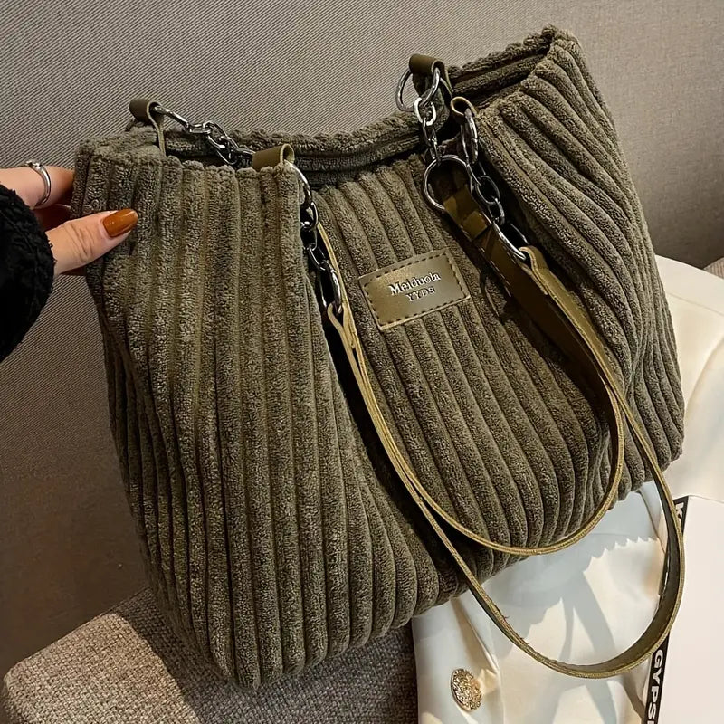 Onyx - Borsa a mano di Velluto a coste di Grande capacità