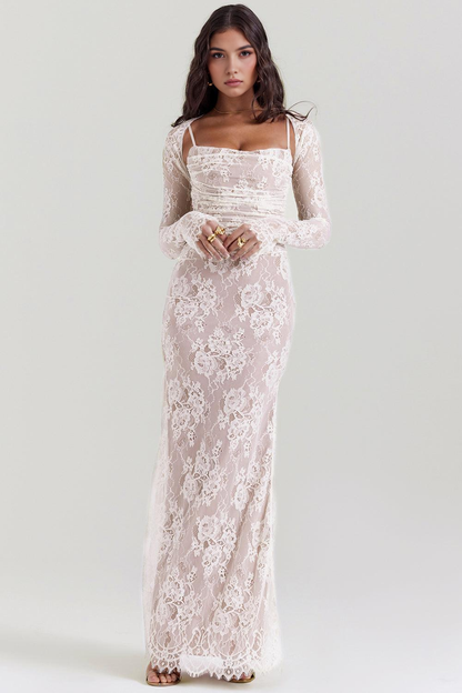 CELESTE - Abito maxi in pizzo