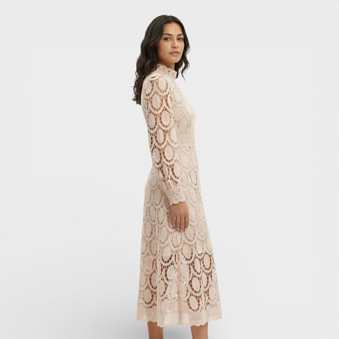 Abito midi Pizzo Collo alto
