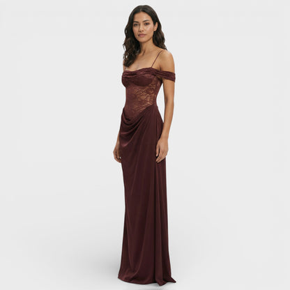 Abito lungo Pizzo Monospalla donna