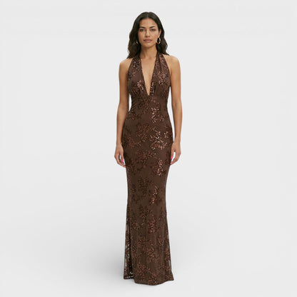 Abito lungo Festa Halter Pizzo