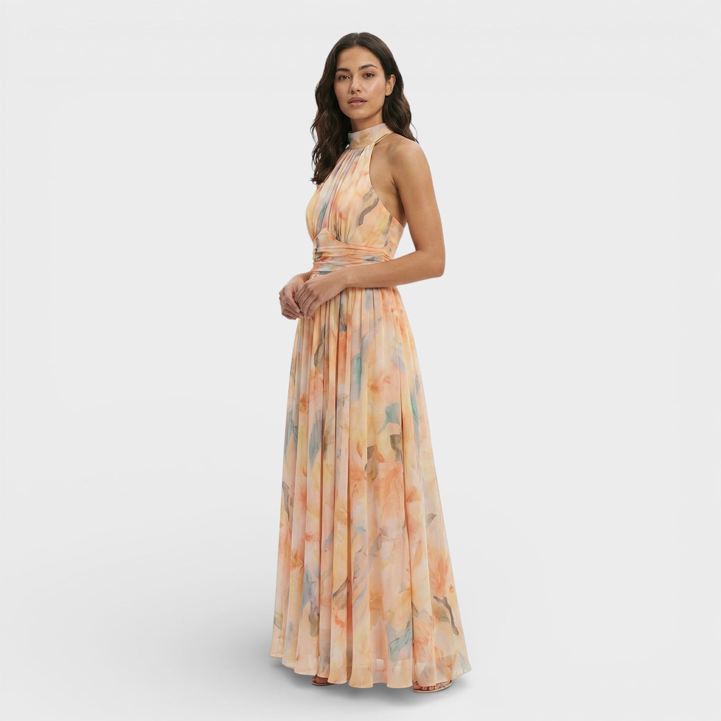 Abito maxi Stampa acquerello Halter