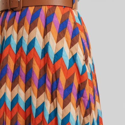 Abito midi Colorido Con Cintura