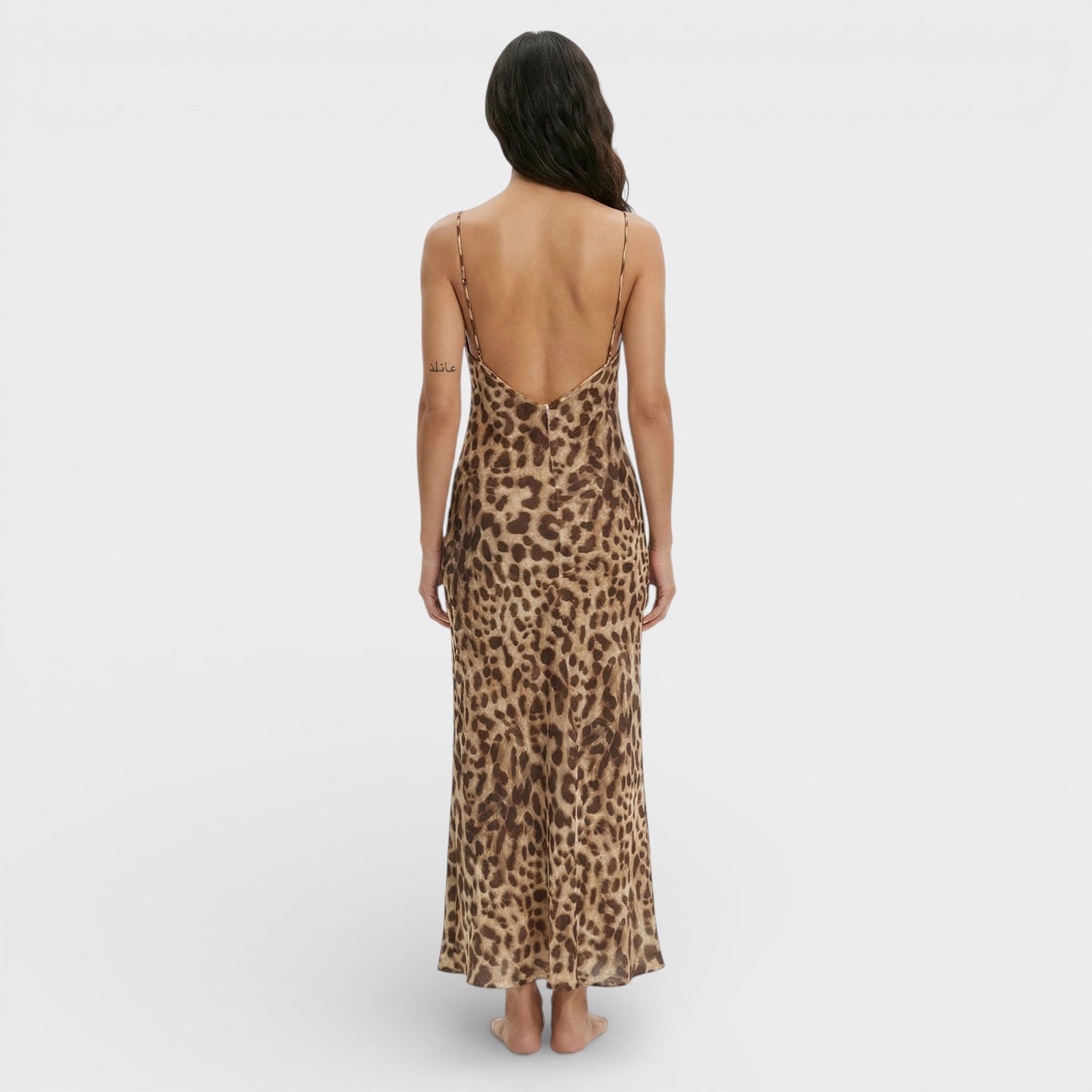 Abito midi Leopardo Schiena scoperta