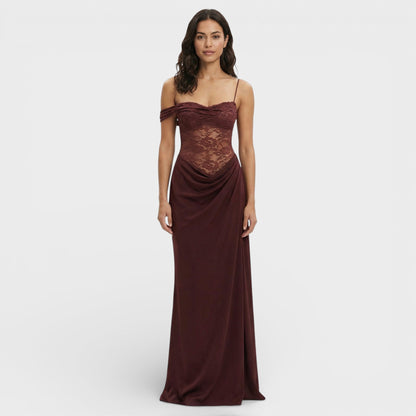 Abito lungo Pizzo Monospalla donna