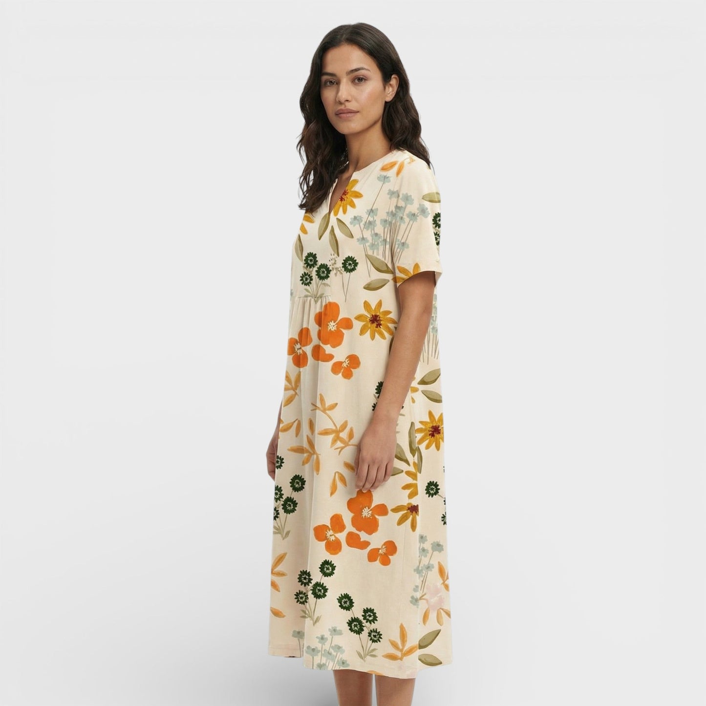 Abito floreale Scollo Pico donna