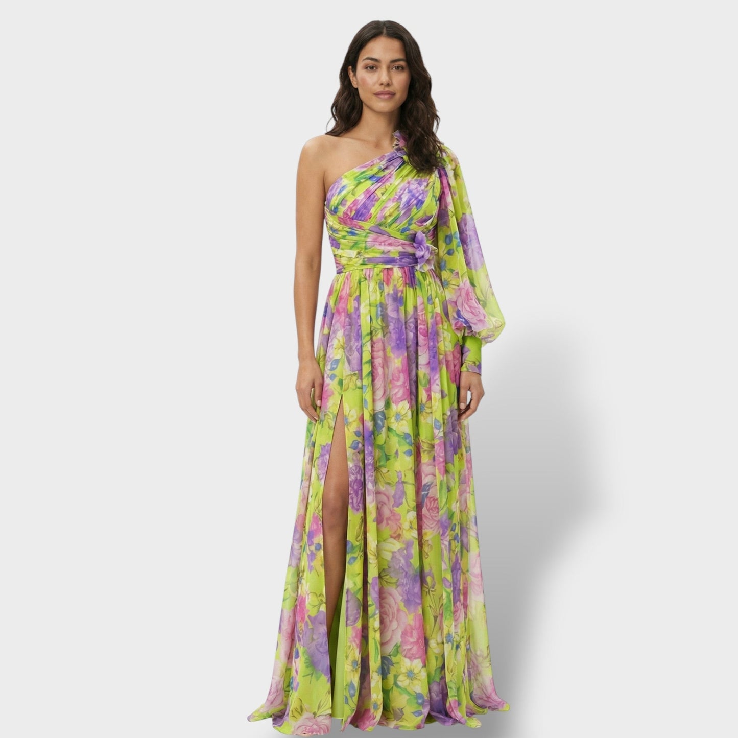 Abito Asimmetrico Floreale Elegante donna