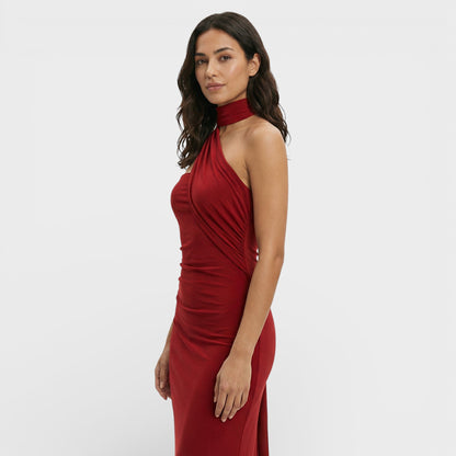 Abito maxi Halter Schiena Scoperta