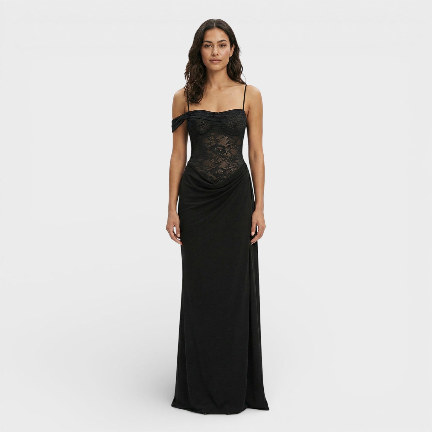 Abito lungo Pizzo Monospalla donna