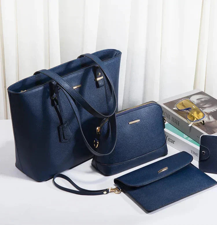 Set borsa a mano e borsa a spalla di 3 Pezzi di pelle