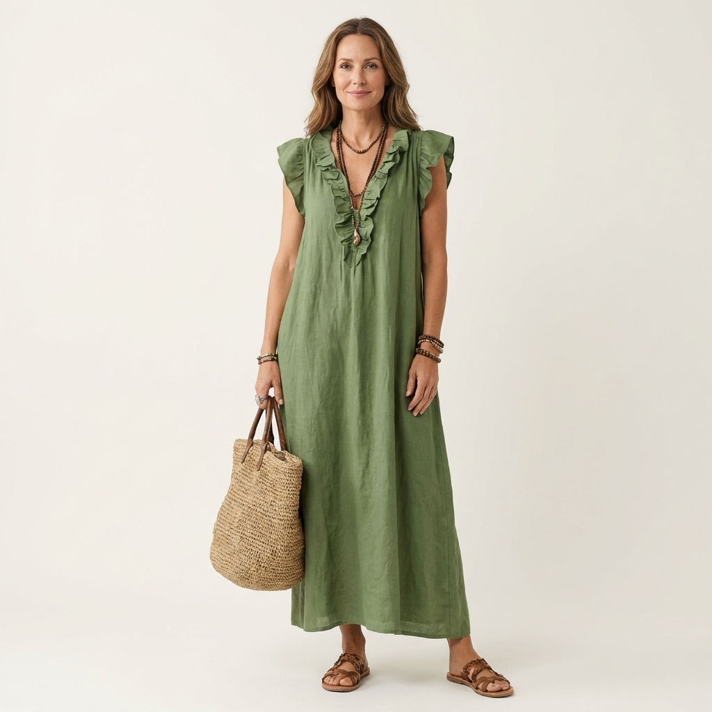 Abito lungo Josette - Eleganza Fluida con Volant