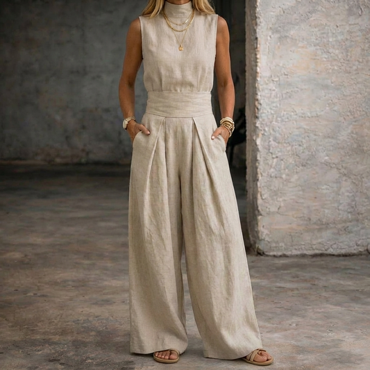 Viola | Jumpsuit in lino Senza maniche con Pantaloni a gamba larga